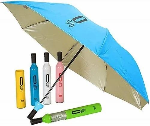 Born Free Bottle Umbrella Windproof Double Layer Umbrella with Bottle Cover for UV Protection & Rain