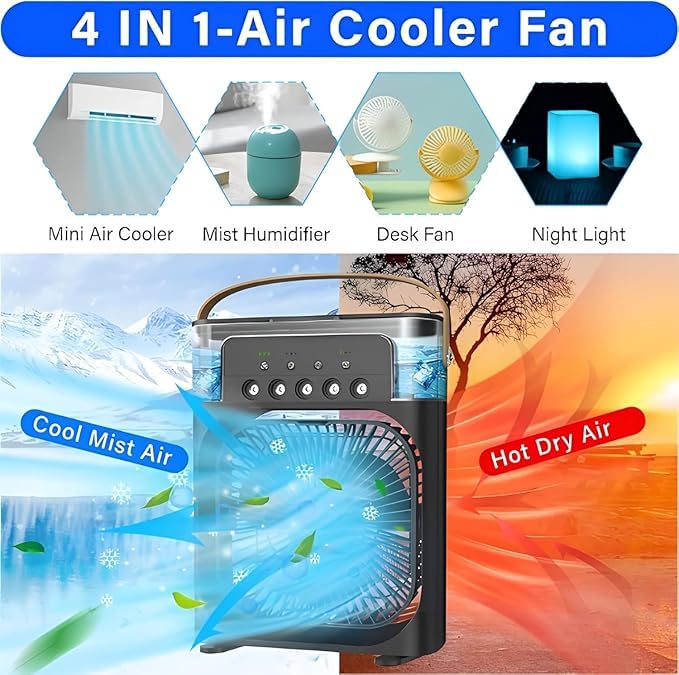 Portable Air Cooling Misting Fan for office, room, desk and car