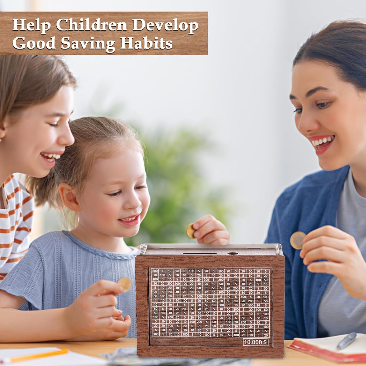 Wooden Piggy Bank for Kids/Children