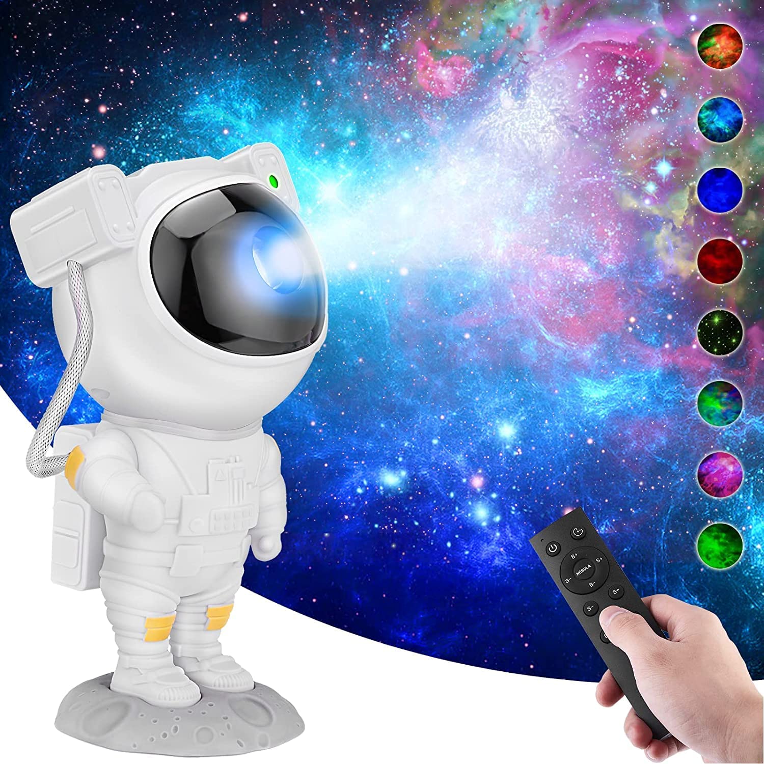 Astronaut Galaxy Projector – 360° LED Star Light with Remote & Timer