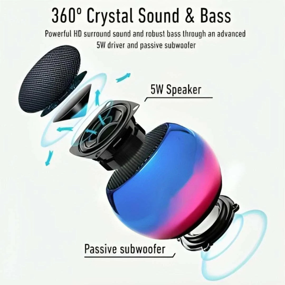 Ultra Mini Bluetooth Speaker - 3 Hr Playtime - 360 Crystal Sound & Bass