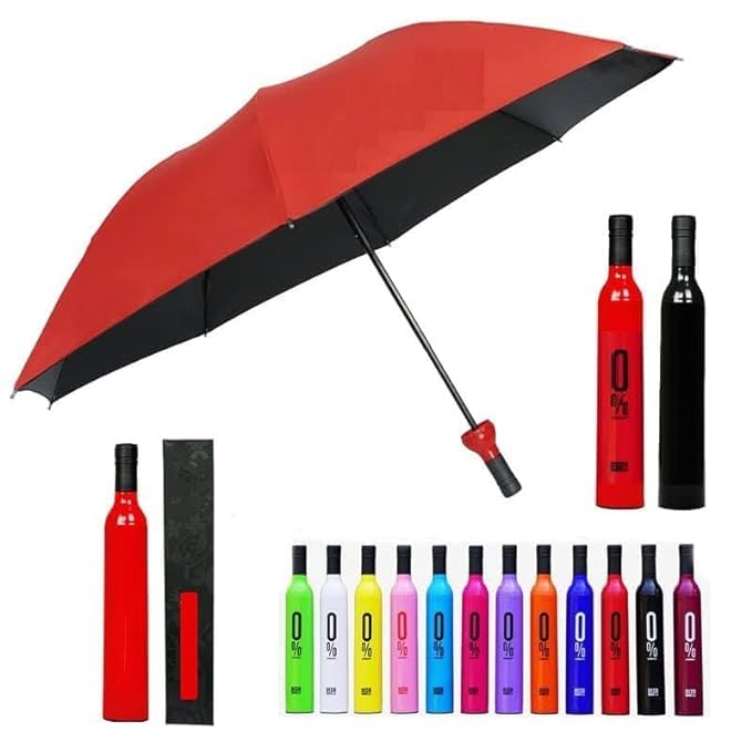 Born Free Bottle Umbrella Windproof Double Layer Umbrella with Bottle Cover for UV Protection & Rain