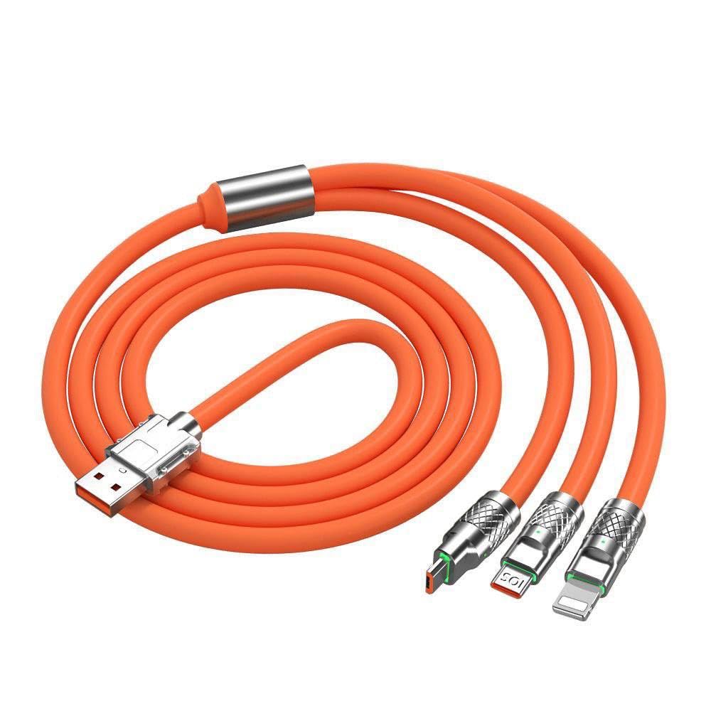 120W 3-in-1 Fast Charging Retractable USB Cable for All Phones and Tablets