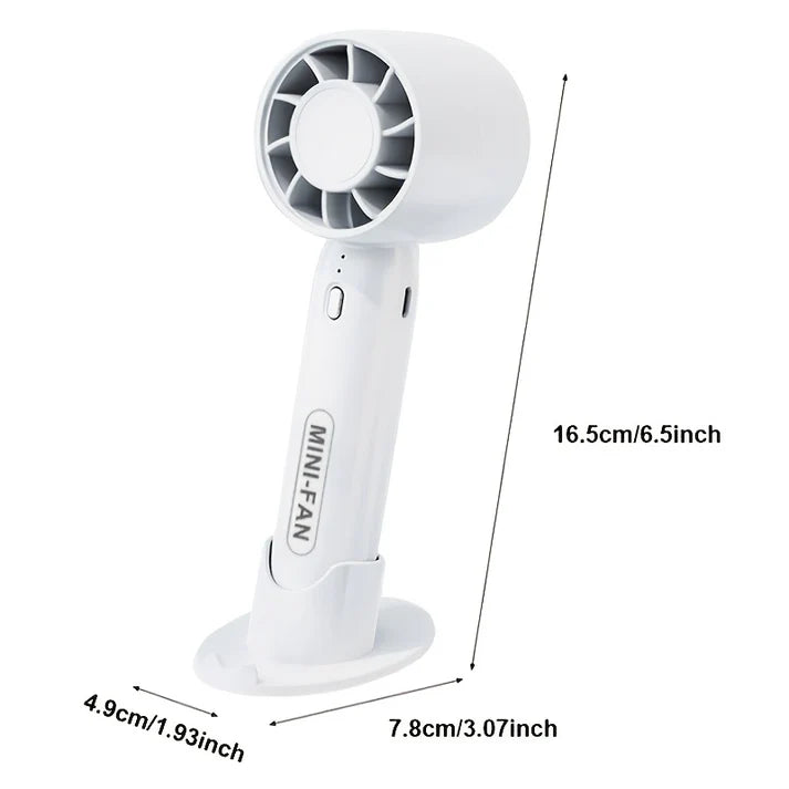 Portable Mini USB Fan – Rechargeable, 3-Speed, with Base Stand