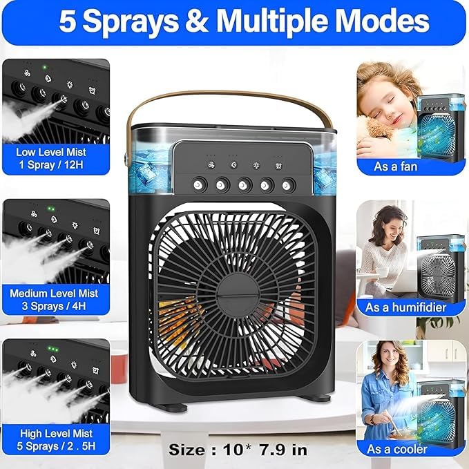 Portable Air Cooling Misting Fan for office, room, desk and car