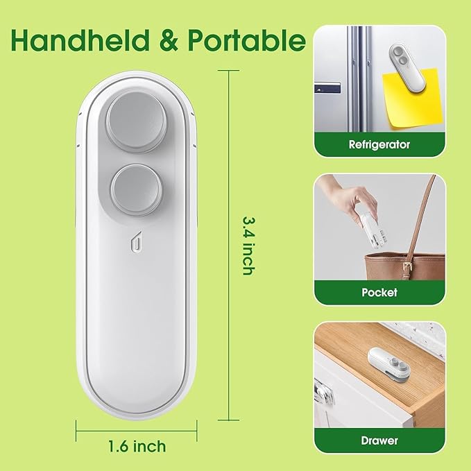 Portable Mini Sealing Machine 2 in 1 USB Rechargeable Magnetic Bag Sealer Heat Seal with Cutter