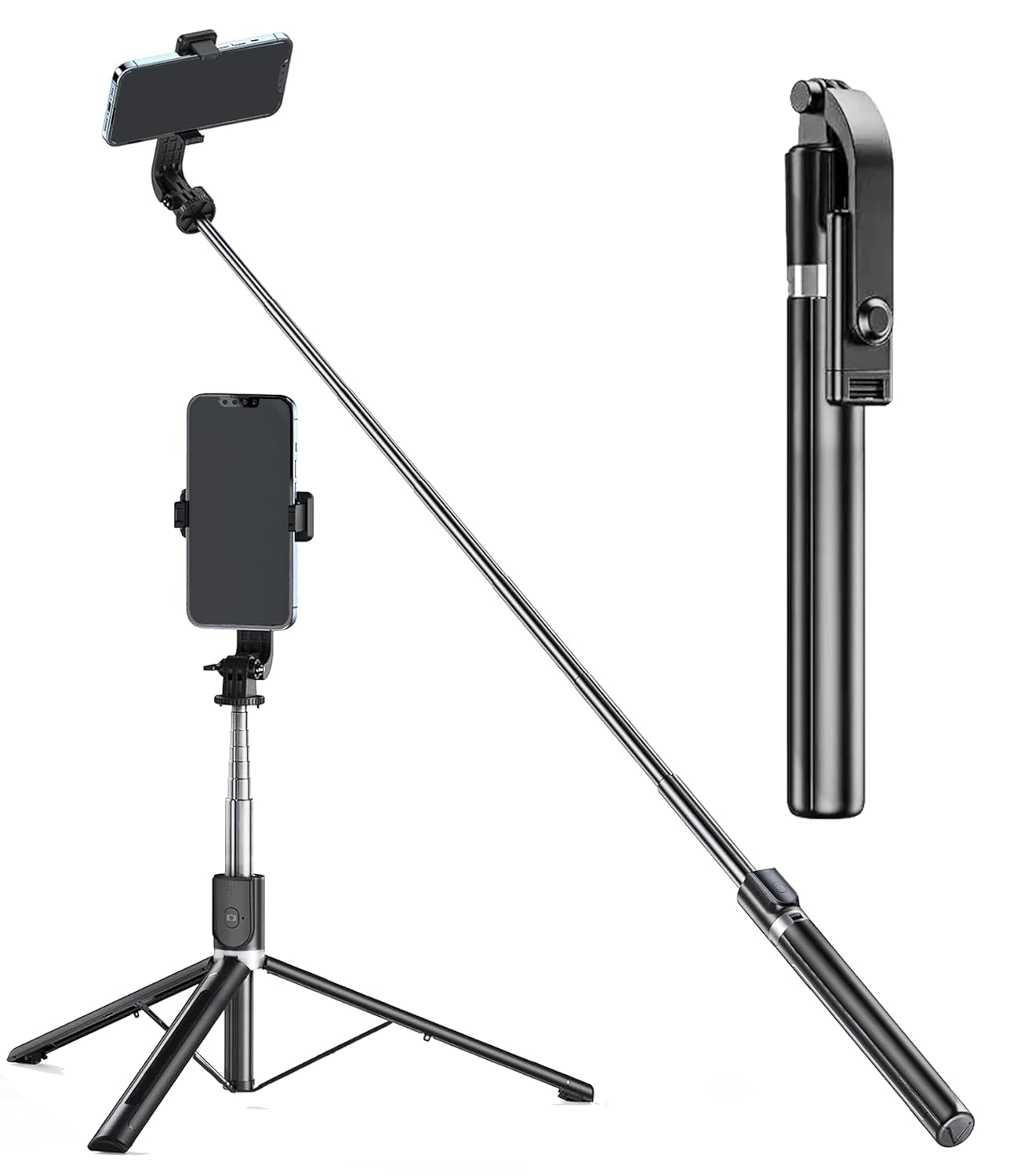 Long Selfie Stick Big Tripod with Wireless Bluetooth Selfie Remote|Compatible with All Smartphones