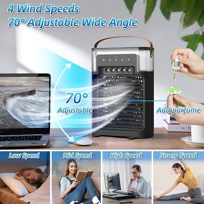 Portable Air Cooling Misting Fan for office, room, desk and car