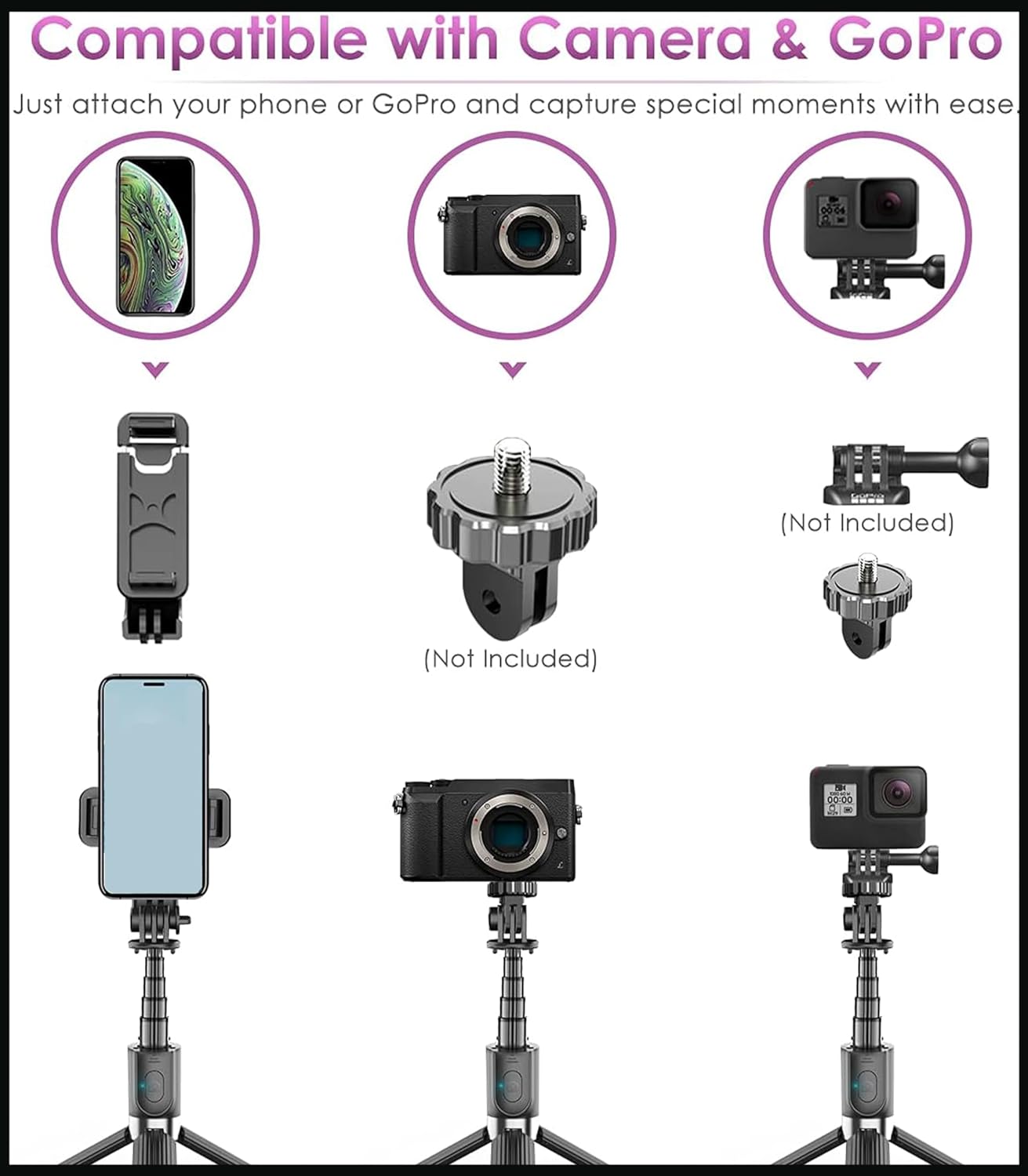 Long Selfie Stick Big Tripod with Wireless Bluetooth Selfie Remote|Compatible with All Smartphones