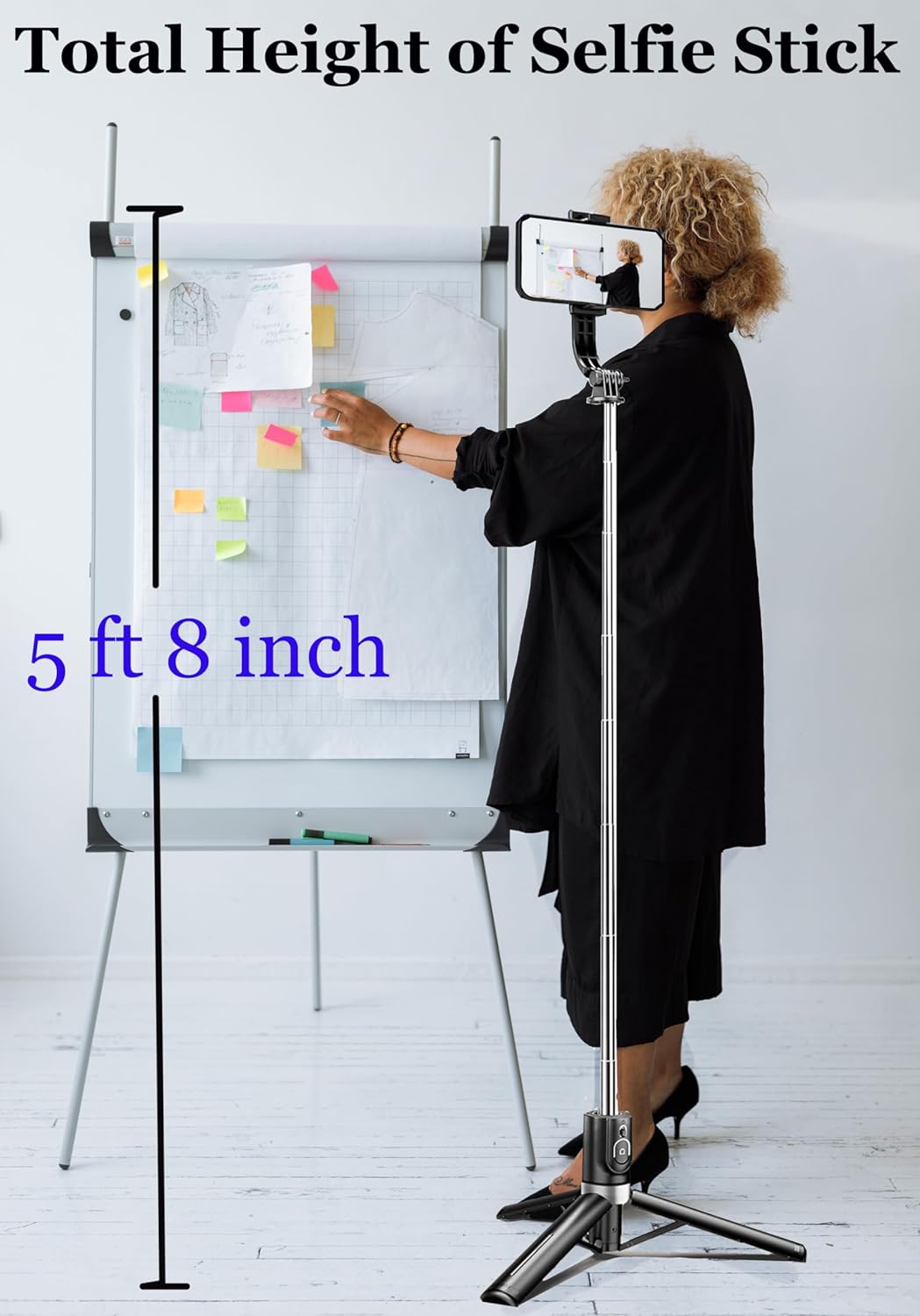 Long Selfie Stick Big Tripod with Wireless Bluetooth Selfie Remote|Compatible with All Smartphones
