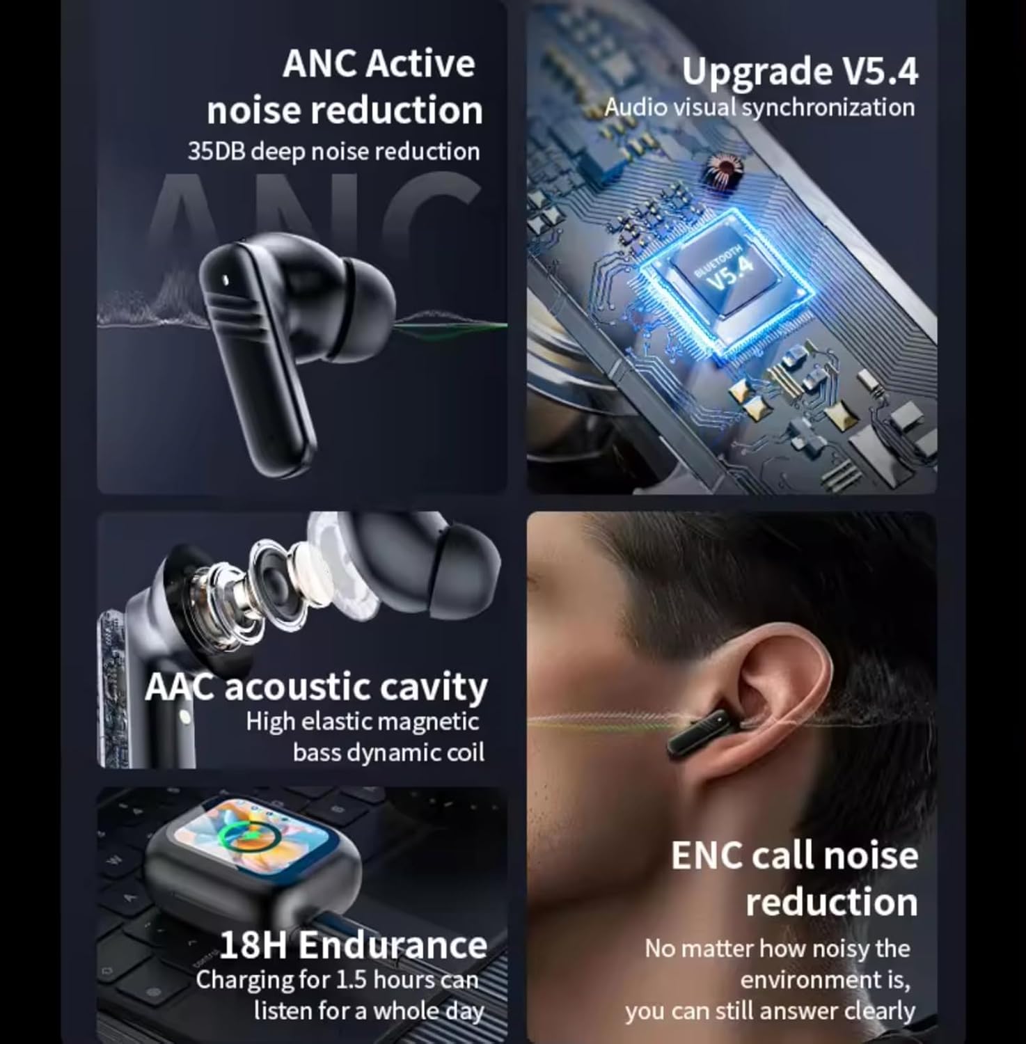 Gen Pod Bluetooth Sport Earphones with Touch Display & Noise Reduction