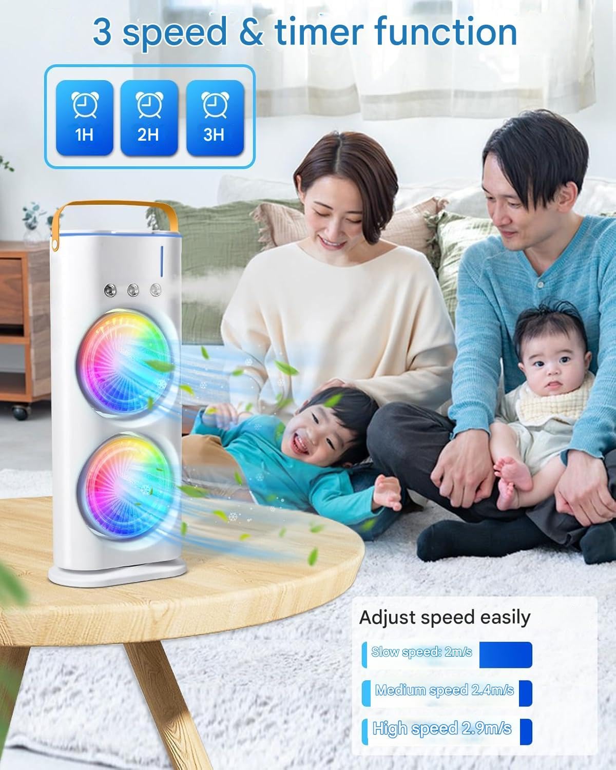 Rechargeable Cold Spray Air Fan with 280 ml Water Tank