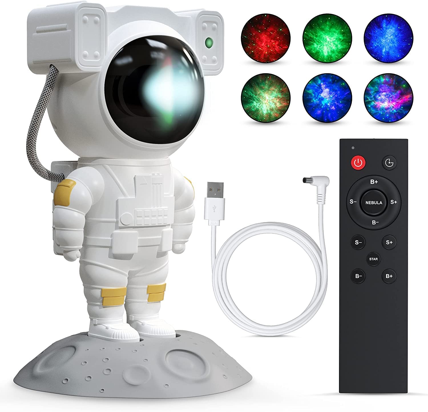 Astronaut Galaxy Projector – 360° LED Star Light with Remote & Timer