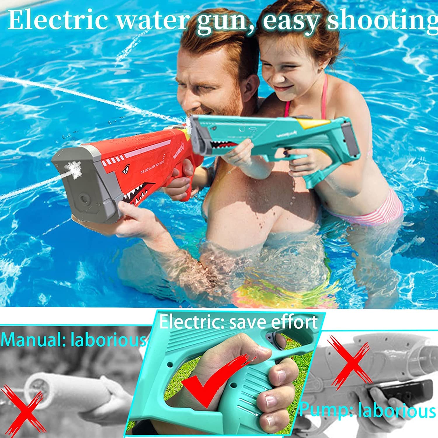VikriDA Big Size Water Soaker Squirt Guns, 600CC & Excellent Range 40FT Holi Pichkari, Automatic Water Toys Gun for Kids & Adults - Multicolor