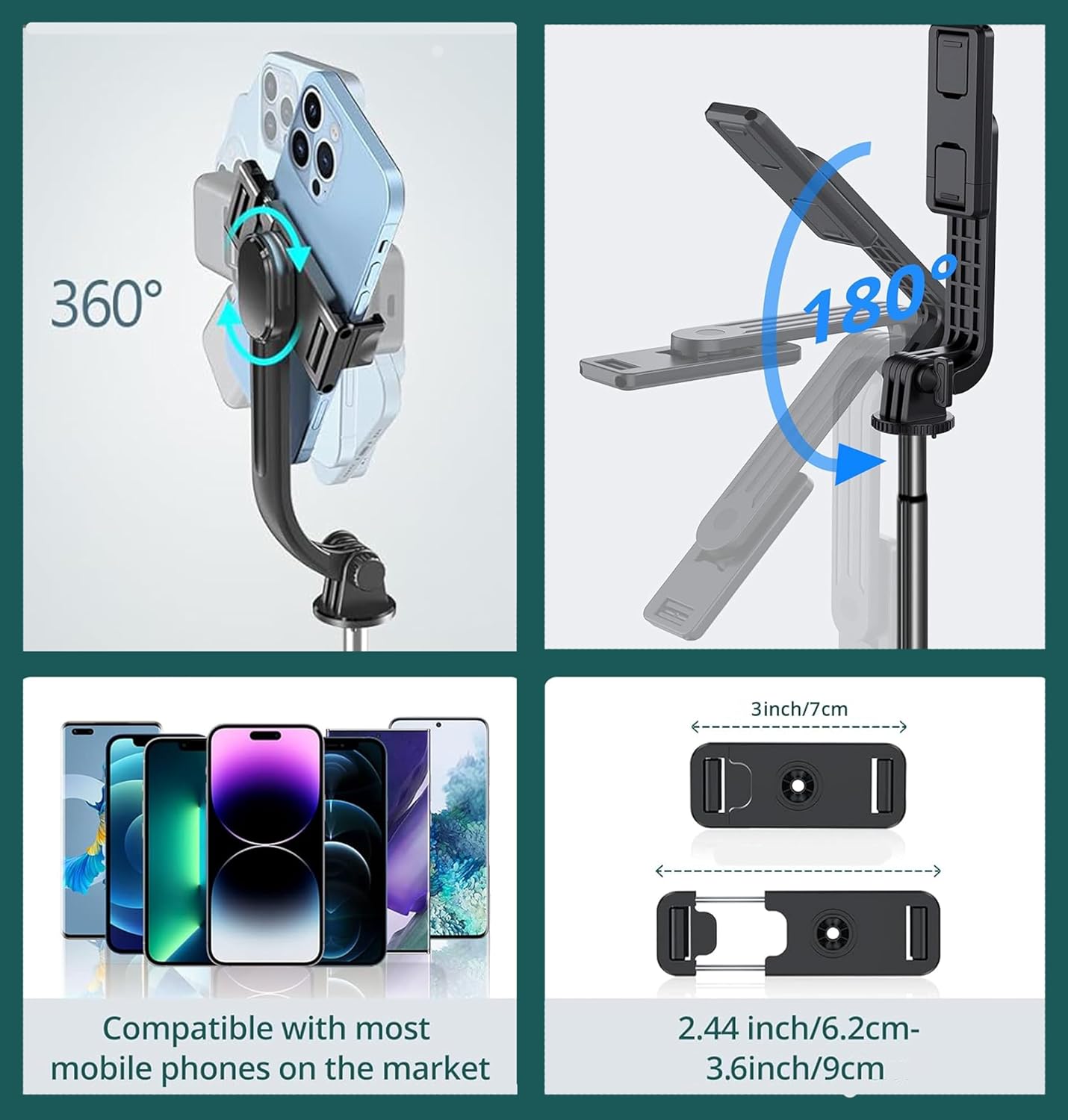 Long Selfie Stick Big Tripod with Wireless Bluetooth Selfie Remote|Compatible with All Smartphones