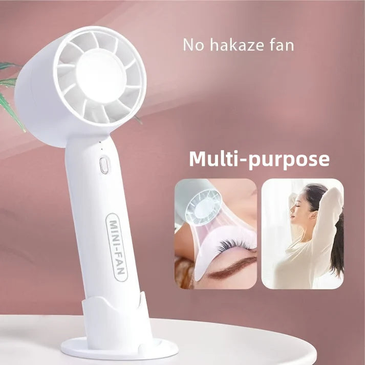 Portable Mini USB Fan – Rechargeable, 3-Speed, with Base Stand