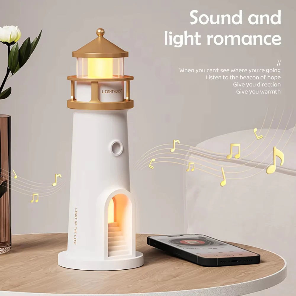 Lighthouse Light Moon Projector Lamp – Bluetooth Music & Remote-Controlled Night Light