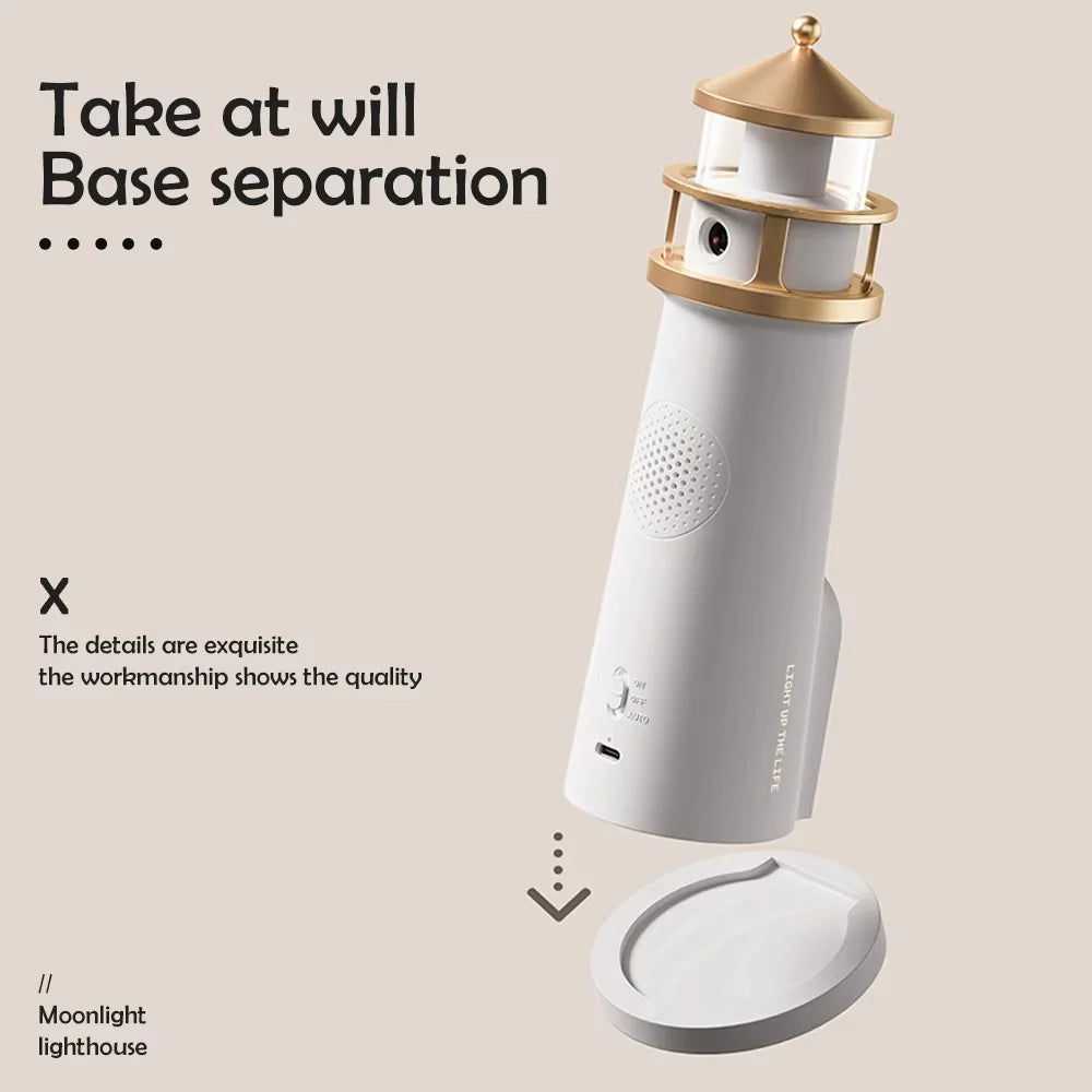 Lighthouse Light Moon Projector Lamp – Bluetooth Music & Remote-Controlled Night Light