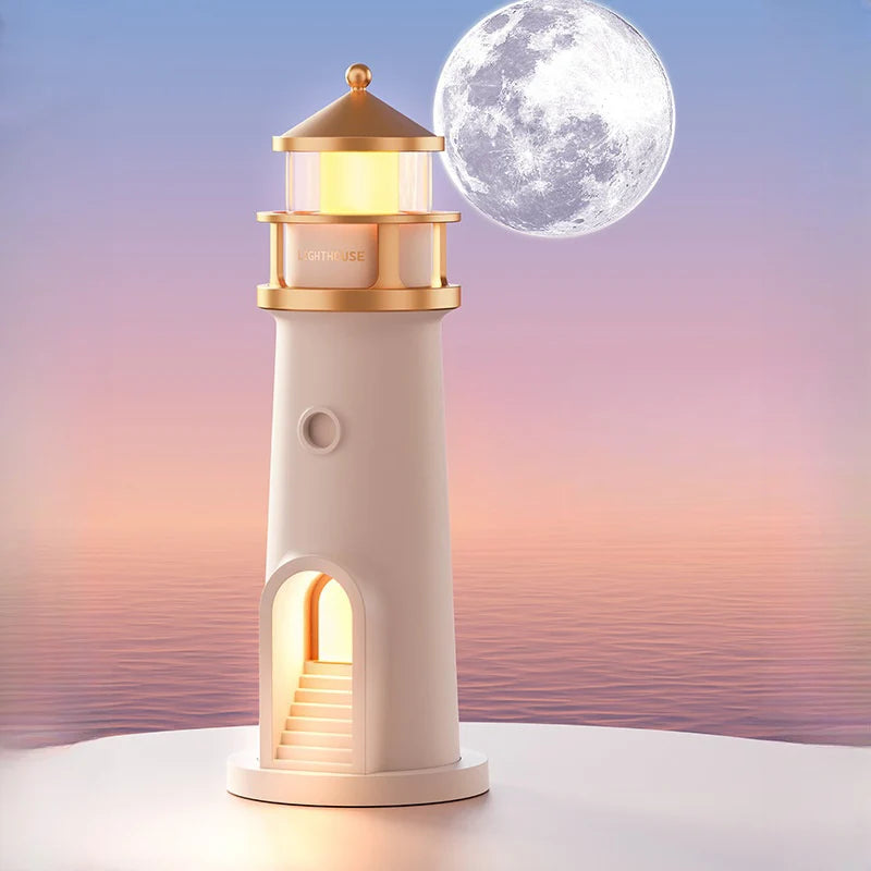 Lighthouse Light Moon Projector Lamp – Bluetooth Music & Remote-Controlled Night Light