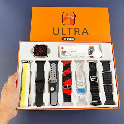 Watch 8 Ultra 7 in 1-49 MM BT Calling Sports Mode Fitness 7 Belt for Men & Women Smartwatch (Multicolor Strap, Free Size)