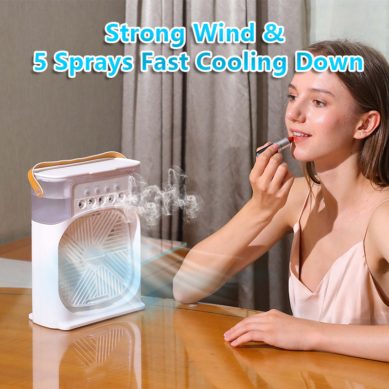 3-in-1 USB Mini Portable Air Conditioner with 7 Colors LED Light