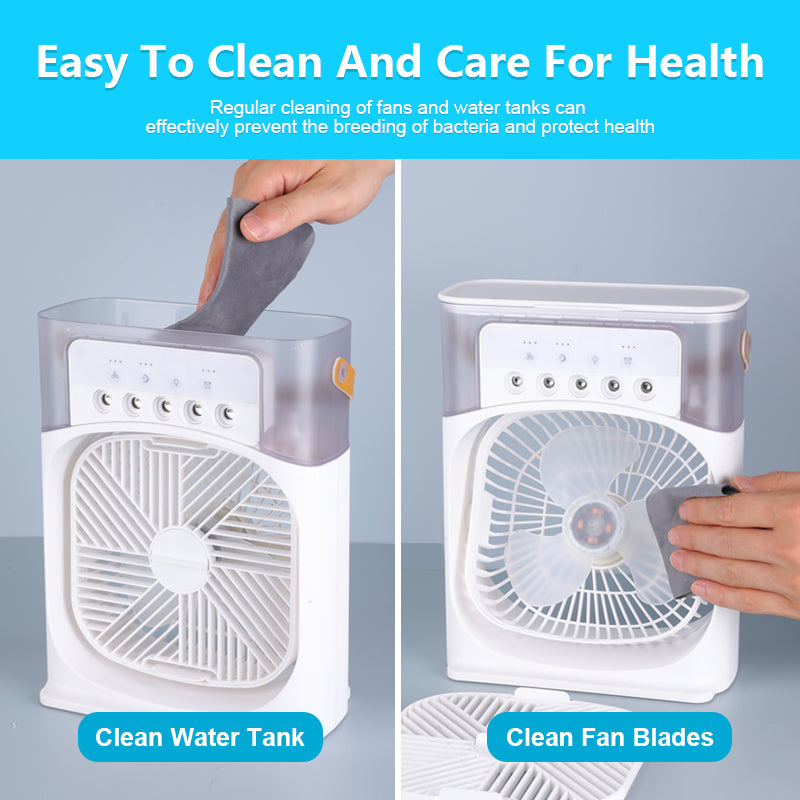 3-in-1 USB Mini Portable Air Conditioner with 7 Colors LED Light