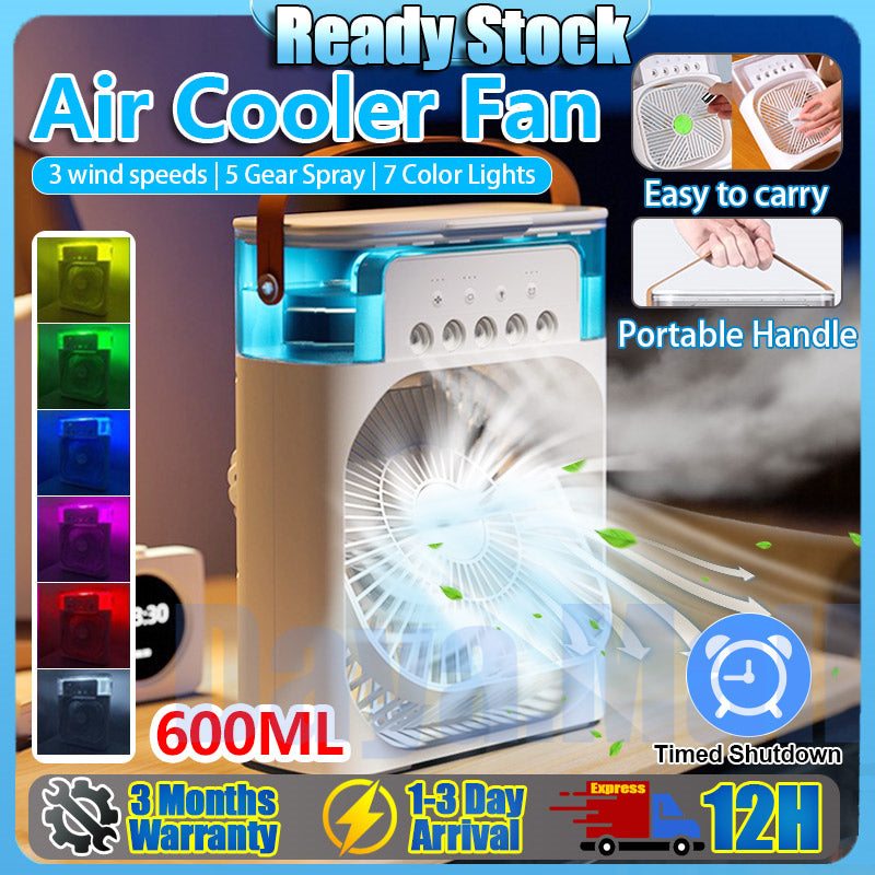 3-in-1 USB Mini Portable Air Conditioner with 7 Colors LED Light